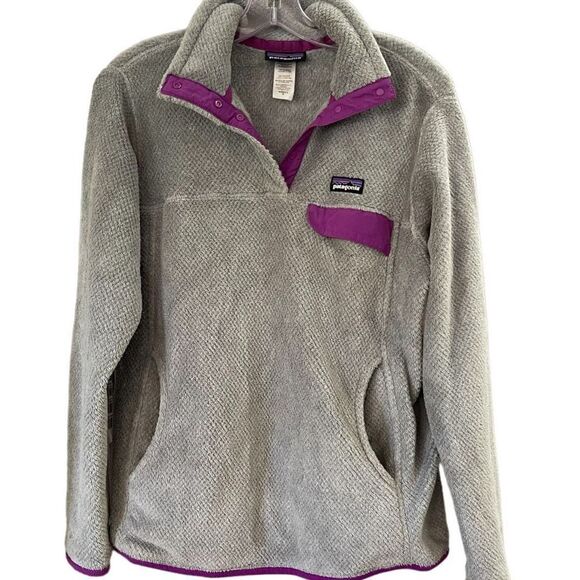 PATAGONIA SnapT ReTool Pullover Fleece for Women in Grey Purple Size Medium - Picture 1 of 5